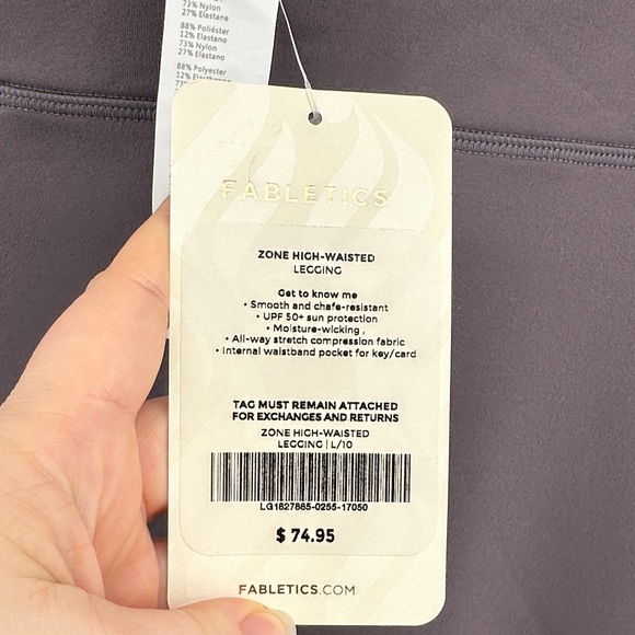 Fabletics Activewear Sporty ColorblockZone High-Waisted Leggings in Charcoal SzL - Picture 4 of 13